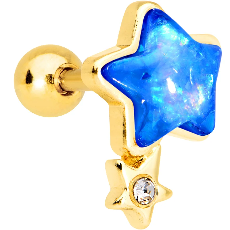 Women's Earrings – Elegant Designs for Every Personality--1/4 Blue Faux Opal Gold Tone Star Child Cartilage Tragus Earring Women's Earrings – Elegant Designs for Every Personality--1/4 Blue Faux Opal Gold Tone Star Child Cartilage Tragus Earring