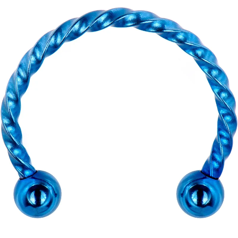 Comfortable Lip Rings with Smooth Finish16 Gauge 1/2 Light Blue Seriously Twisted Horseshoe Circular Barbell Comfortable Lip Rings with Smooth Finish16 Gauge 1/2 Light Blue Seriously Twisted Horseshoe Circular Barbell