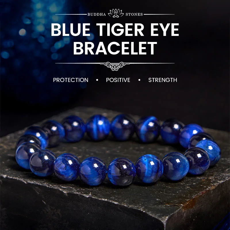 Men's Beaded Bracelets with Unique Charms-Buddha Stones Blue Tiger Eye Protection Bracelet Men's Beaded Bracelets with Unique Charms-Buddha Stones Blue Tiger Eye Protection Bracelet
