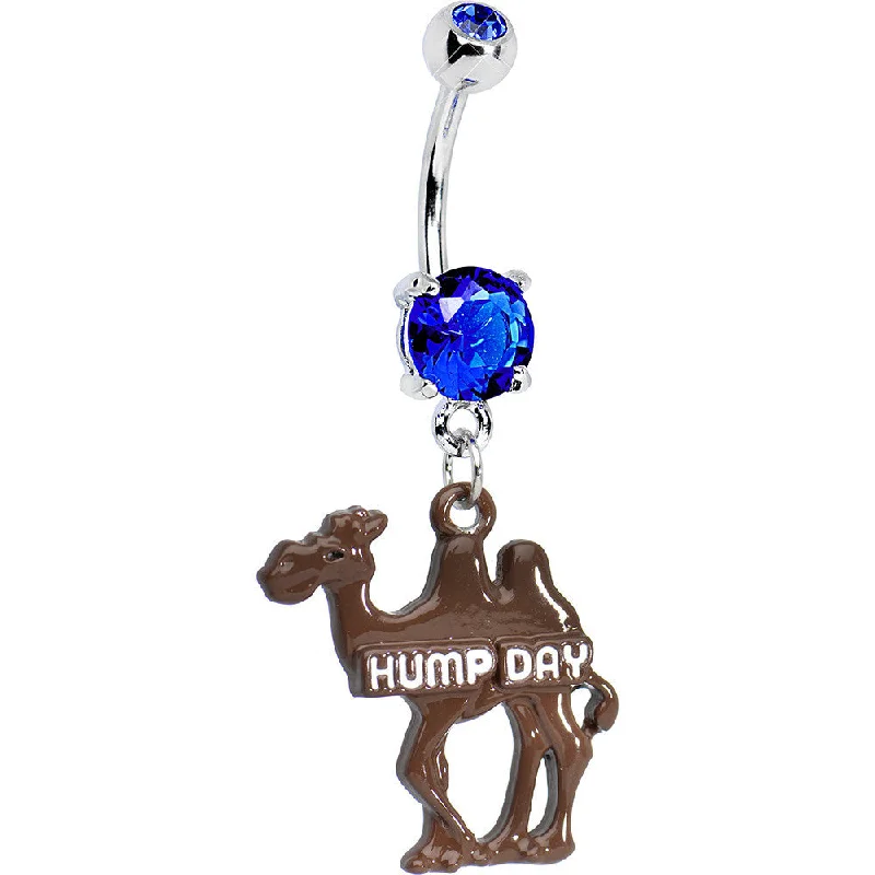 Unique Belly Rings for Statement Style -Double Blue Gem Hump Day Camel Dangle Belly Ring Unique Belly Rings for Statement Style -Double Blue Gem Hump Day Camel Dangle Belly Ring