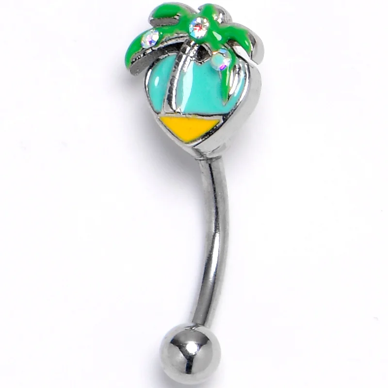 Women's Earrings – Elegant Designs for Every Personality--16 Gauge 5/16 Aurora Gem Beach Heart Palm Tree Curved Eyebrow Ring
