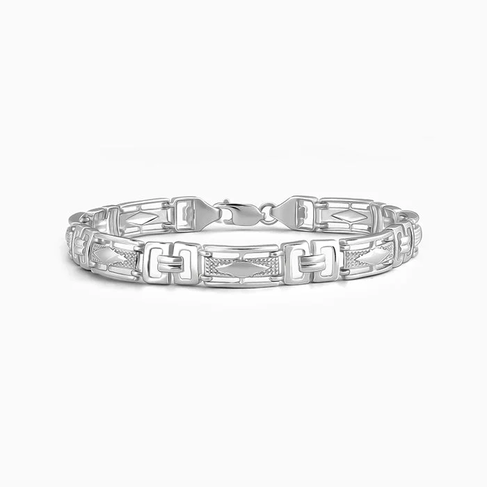 Shop Durable Men's Earrings for Everyday Wear-Silver Classy Link Bracelet For Him