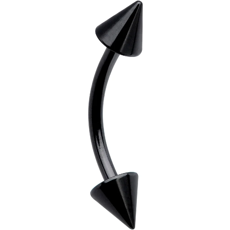 Women's Earrings – Elegant Designs for Every Personality--16 Gauge 3/8 Black Anodized Cone End Curved Eyebrow Ring