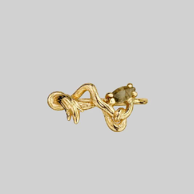 Chic Women's Rings for Fashion-Forward Looks-WEEPING WILLOW. Labradorite Branch Ring - Gold Chic Women's Rings for Fashion-Forward Looks-WEEPING WILLOW. Labradorite Branch Ring - Gold