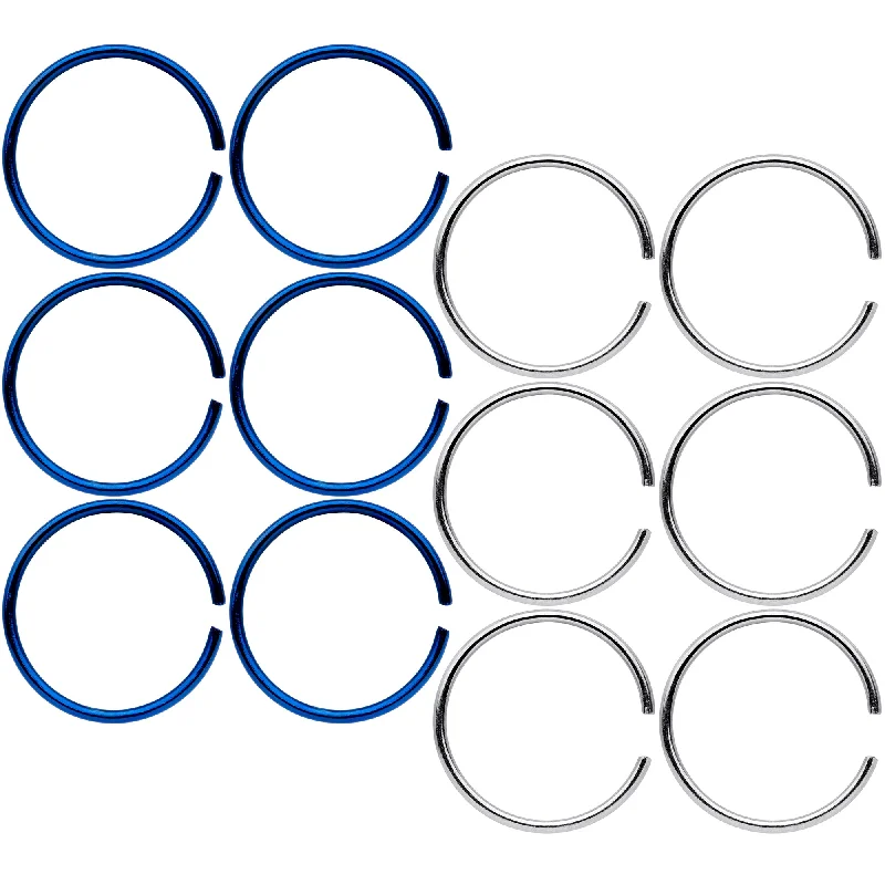 Classic Nose Rings for Timeless Look -22 Gauge 5/16 Blue Anodized Steel Seamless Nose Hoop Set of 12 Classic Nose Rings for Timeless Look -22 Gauge 5/16 Blue Anodized Steel Seamless Nose Hoop Set of 12
