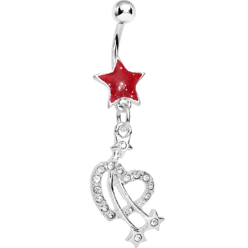 Comfortable Belly Rings with Unique Finish -Red Shooting Stars and Hearts Belly Ring Comfortable Belly Rings with Unique Finish -Red Shooting Stars and Hearts Belly Ring