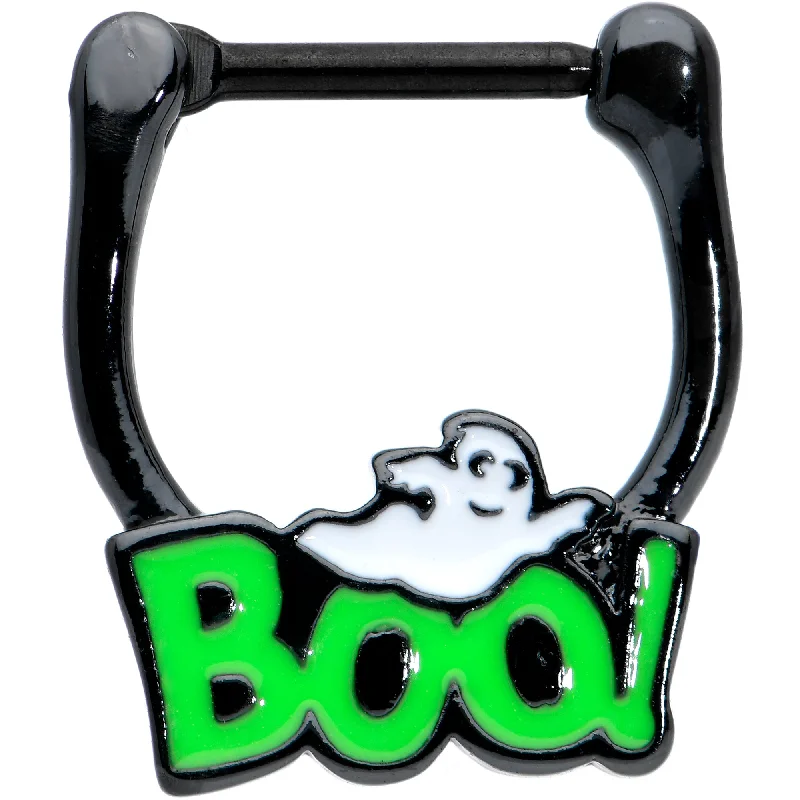 Women's Earrings – Elegant Designs for Every Personality--16 Gauge 3/8 Black Green Boo Ghost Halloween Cartilage Clicker Ring Women's Earrings – Elegant Designs for Every Personality--16 Gauge 3/8 Black Green Boo Ghost Halloween Cartilage Clicker Ring
