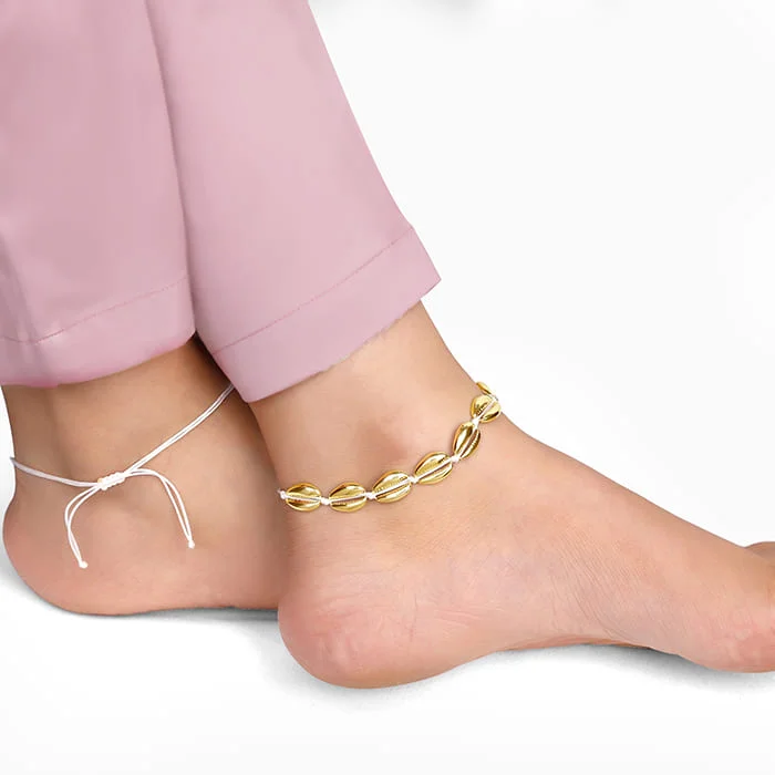 Fashionable Anklets for Women Who Love Style-Golden Precious Cowry Anklet