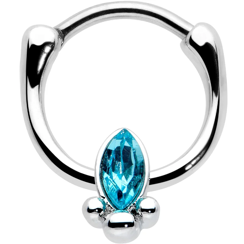Women's Earrings – Elegant Designs for Every Personality--16 Gauge 5/16 Blue Gem Deco Oval Cartilage Clicker Women's Earrings – Elegant Designs for Every Personality--16 Gauge 5/16 Blue Gem Deco Oval Cartilage Clicker