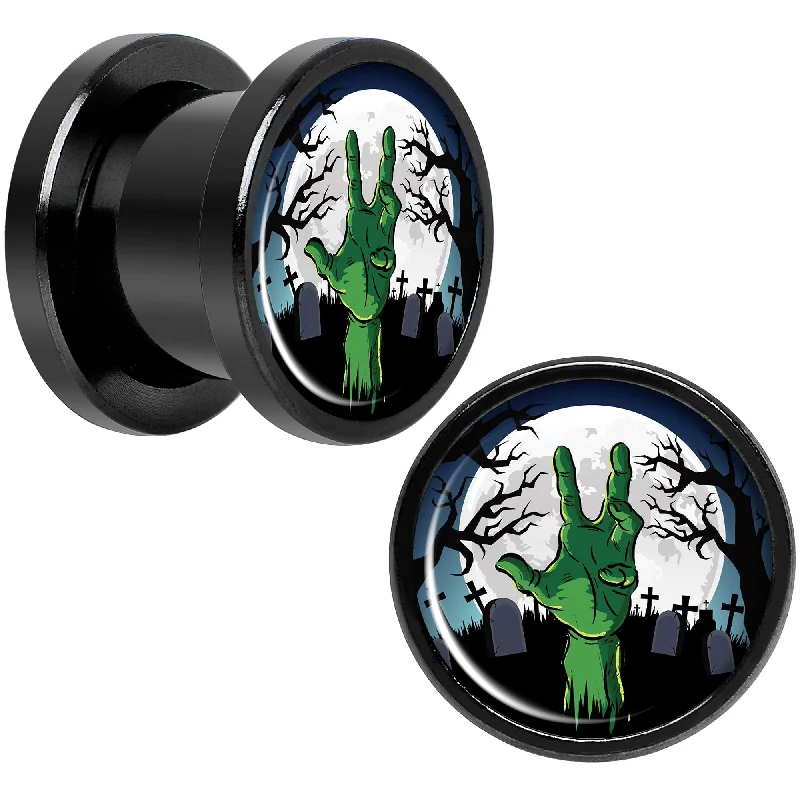 Women's Earrings – Elegant Designs for Every Personality--Cemetery Zombie Hand Halloween Black Anodized Plug Set 00 Gauge Women's Earrings – Elegant Designs for Every Personality--Cemetery Zombie Hand Halloween Black Anodized Plug Set 00 Gauge