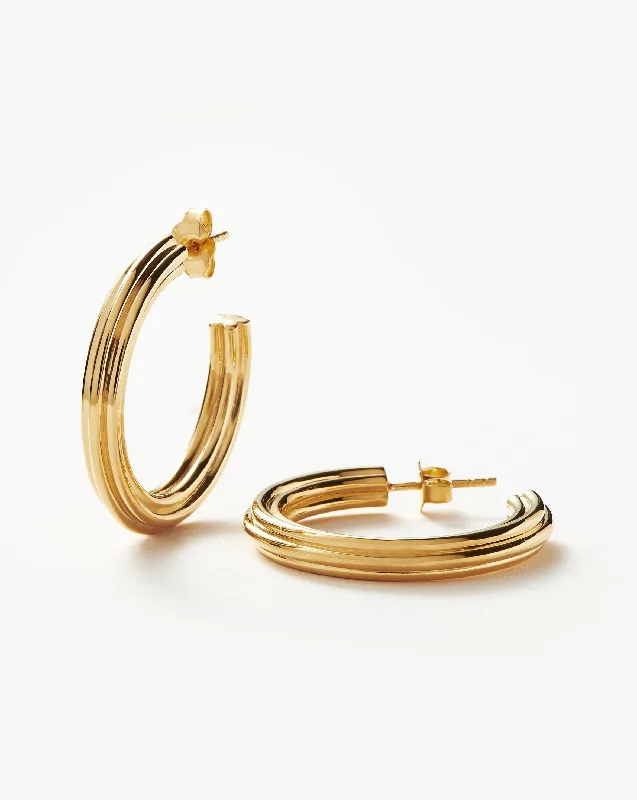 Women's Earrings – Elegant Designs for Every Personality--Ridge Large Hoop Earrings | 18k Gold Plated Women's Earrings – Elegant Designs for Every Personality--Ridge Large Hoop Earrings | 18k Gold Plated