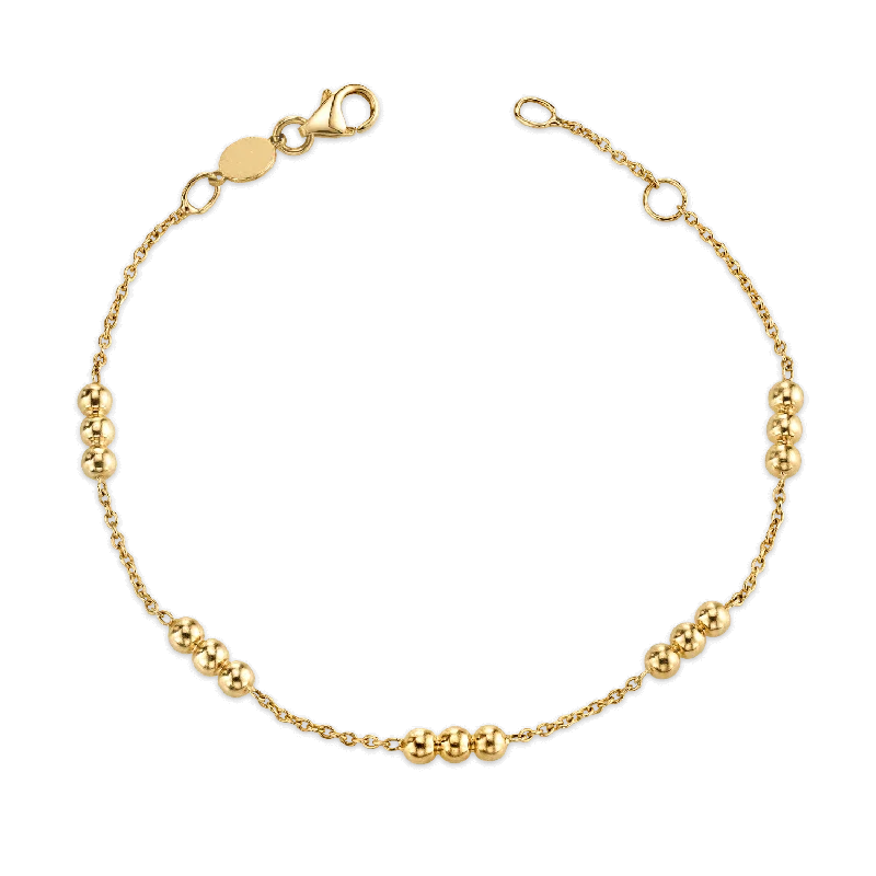 Men's Stylish Bracelets with Textured Design-Dainty Ball Gold Bead Bracelet