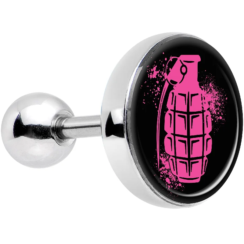Women's Earrings – Elegant Designs for Every Personality--16 Gauge 1/4 Pink Grenade Tragus Cartilage Earring Women's Earrings – Elegant Designs for Every Personality--16 Gauge 1/4 Pink Grenade Tragus Cartilage Earring