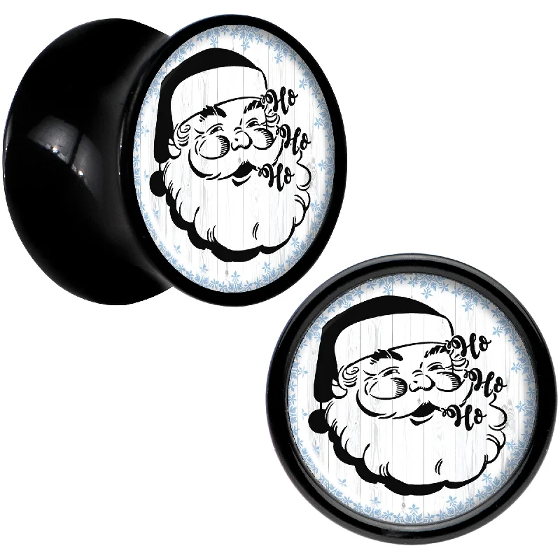 Women's Earrings – Elegant Designs for Every Personality--Christmas Retro Santa Ho Ho Ho Black Acrylic Saddle Plug Set Sizes 5mm to 20mm Women's Earrings – Elegant Designs for Every Personality--Christmas Retro Santa Ho Ho Ho Black Acrylic Saddle Plug Set Sizes 5mm to 20mm