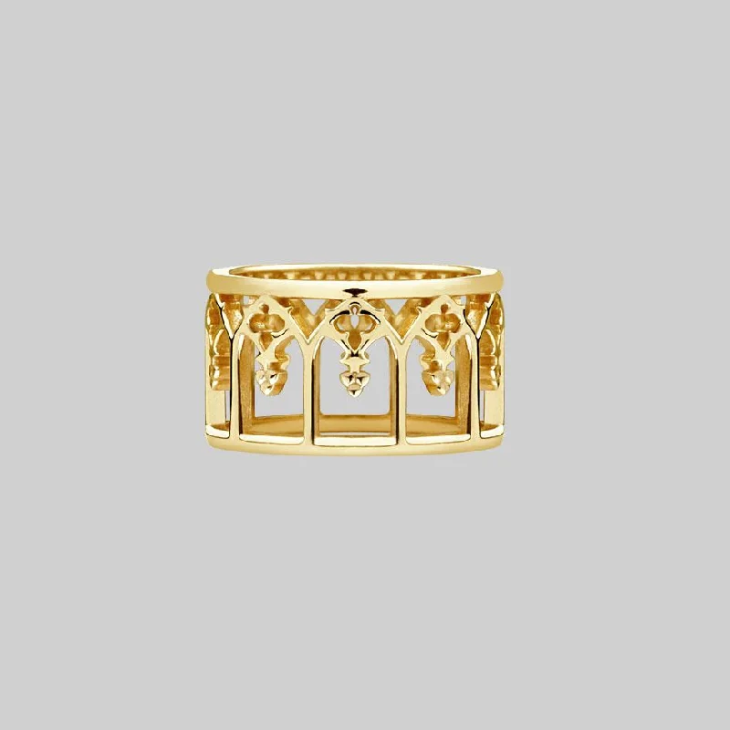 Chic Women's Rings for Fashion-Forward Looks-NOIR. Gothic Arches Ring - Gold