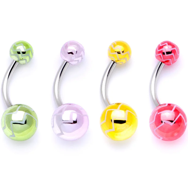 Beautiful Belly Rings for Stunning Fashion -All About Eye Catching Zig Zag Party Pack Belly Ring Set of 4 Beautiful Belly Rings for Stunning Fashion -All About Eye Catching Zig Zag Party Pack Belly Ring Set of 4