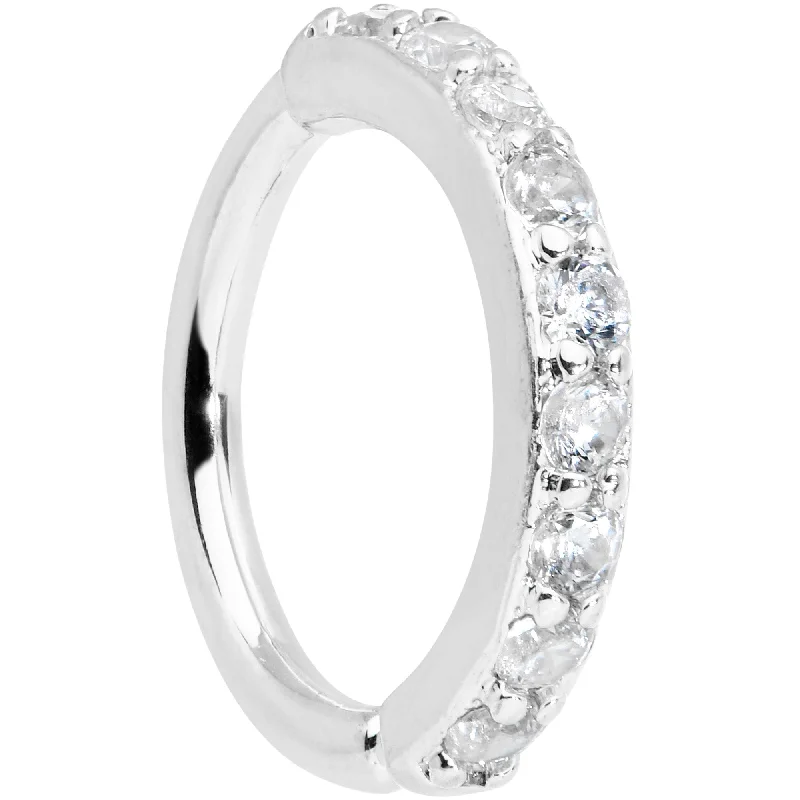 Women's Earrings – Elegant Designs for Every Personality--16 Gauge 5/16 Clear CZ Gem Forward Facing Closure Ring