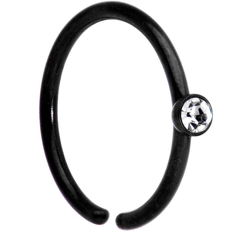 Nose Rings for Traditional Looks -20 Gauge 5/16 Clear Gem Black Seamless Circular Ring Nose Rings for Traditional Looks -20 Gauge 5/16 Clear Gem Black Seamless Circular Ring