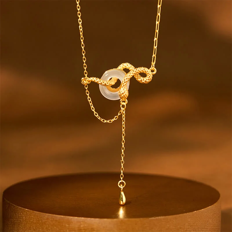 Shop Classic Women's Necklaces & Pendants with a Modern Twist-Buddha Stones Chalcedony Peace Buckle 925 Sterling Silver Gold Year Of The Snake Harmony Necklace Pendant Shop Classic Women's Necklaces & Pendants with a Modern Twist-Buddha Stones Chalcedony Peace Buckle 925 Sterling Silver Gold Year Of The Snake Harmony Necklace Pendant