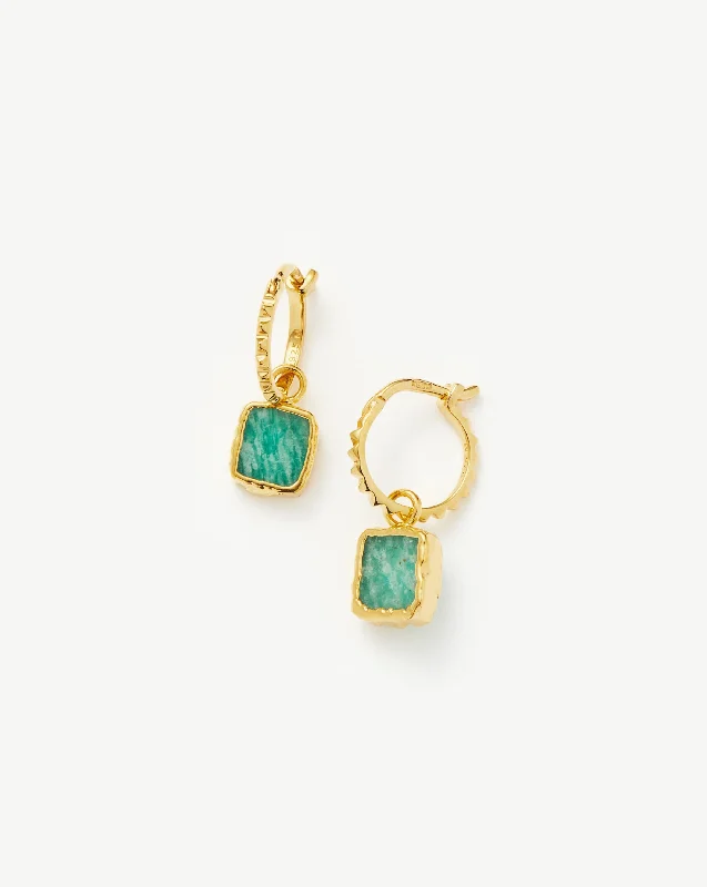 Women's Earrings – Elegant Designs for Every Personality--Mini Pyramid Charm Hoop Earrings | 18k Gold Vermeil/Amazonite Women's Earrings – Elegant Designs for Every Personality--Mini Pyramid Charm Hoop Earrings | 18k Gold Vermeil/Amazonite