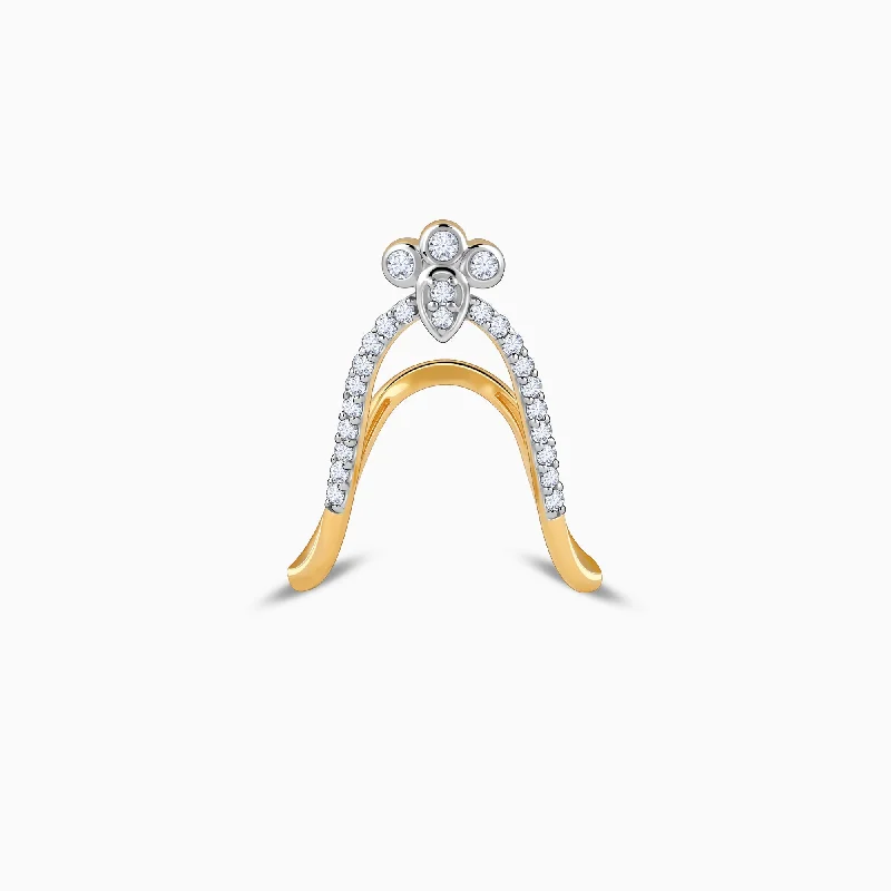 Chic Women's Rings for Fashion-Forward Looks-Gold Floret Shine Diamond Vanki Ring