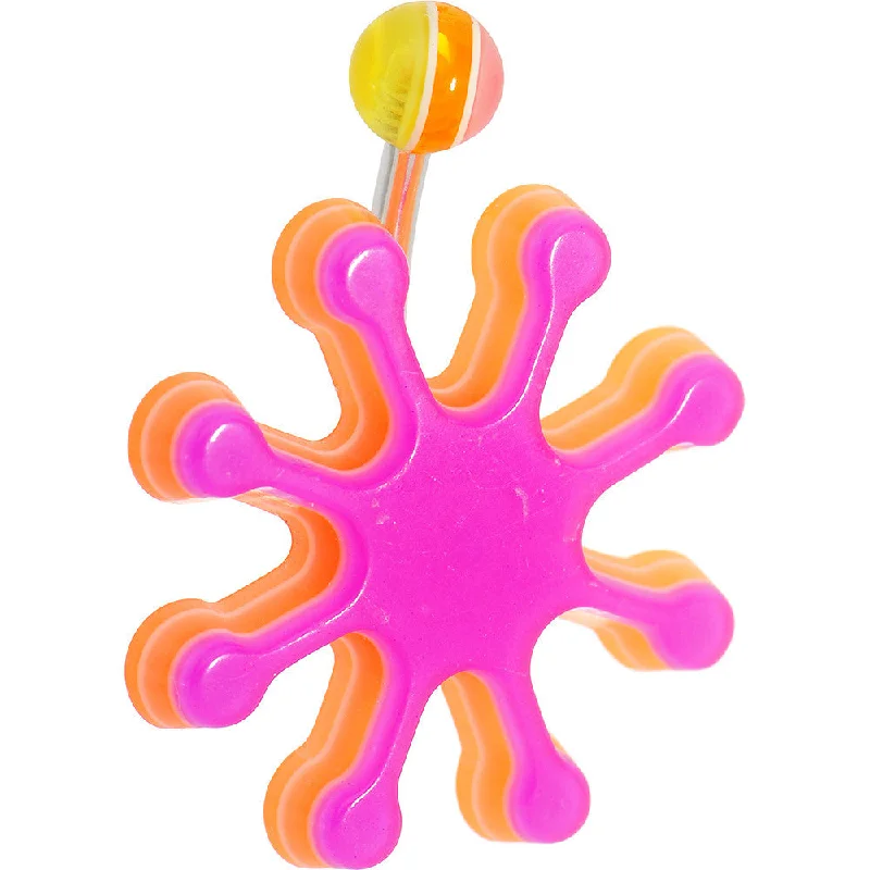 Beautiful Belly Rings for Stunning Style -Fuchsia Pink Acrylic Multi Layered Paint Splash Belly Ring Beautiful Belly Rings for Stunning Style -Fuchsia Pink Acrylic Multi Layered Paint Splash Belly Ring