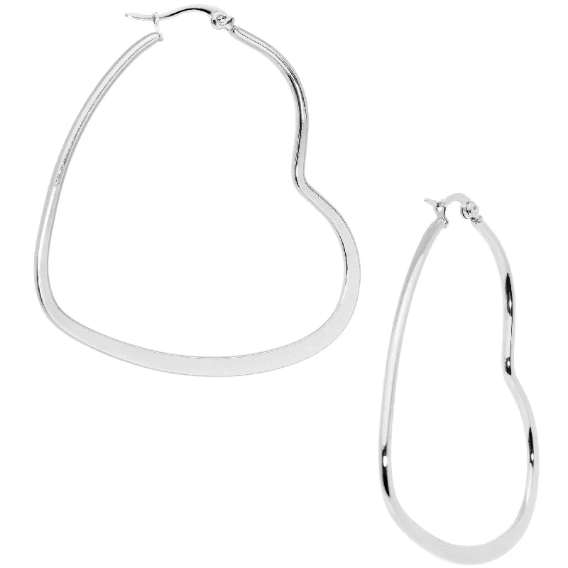 Women's Earrings – Elegant Designs for Every Personality--50mm Stainless Steel Heart Hoop Earrings Women's Earrings – Elegant Designs for Every Personality--50mm Stainless Steel Heart Hoop Earrings