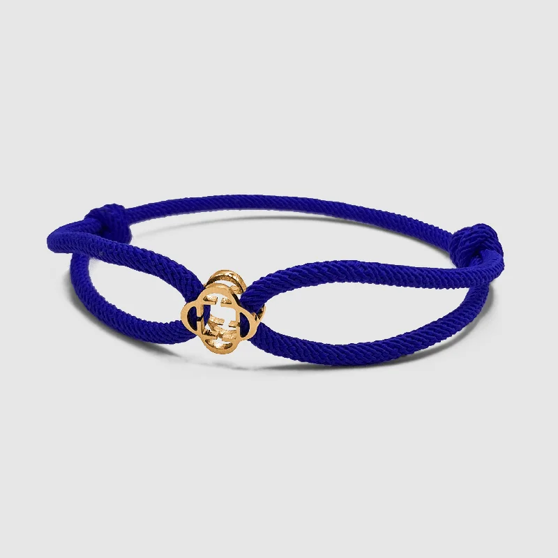 Stylish Beaded Bracelets for Men-Cobalt Blue Cord Bracelet (Gold)