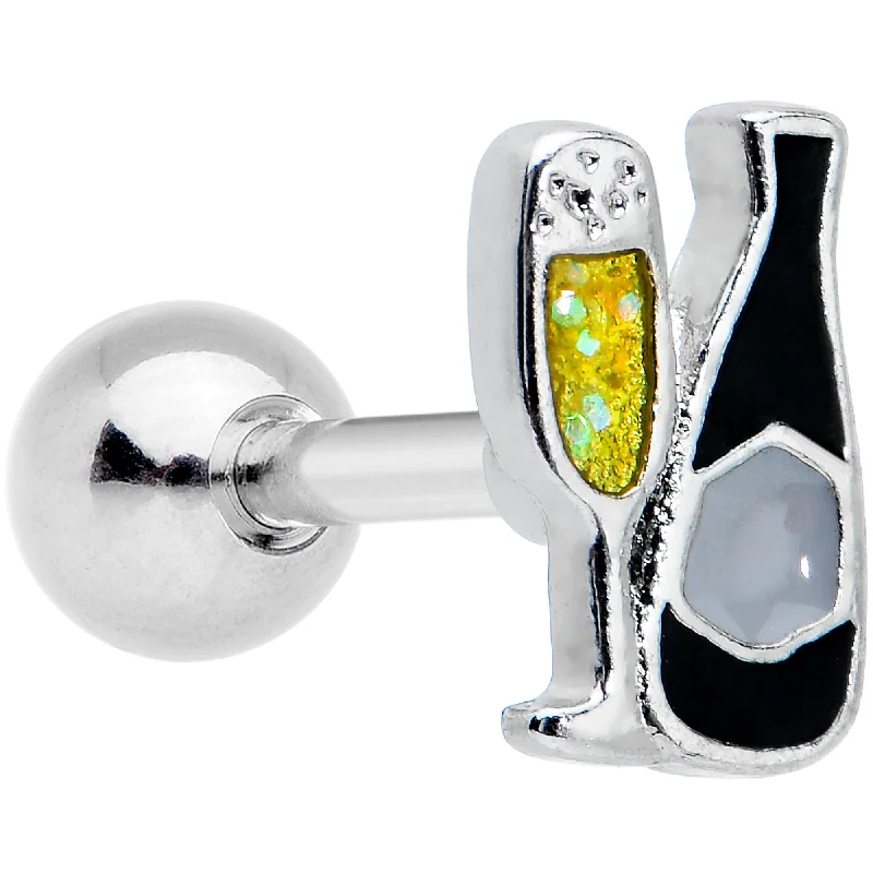 Women's Earrings – Elegant Designs for Every Personality--16 Gauge 1/4 Champagne Bottle Flute Yellow Cartilage Tragus Earring Women's Earrings – Elegant Designs for Every Personality--16 Gauge 1/4 Champagne Bottle Flute Yellow Cartilage Tragus Earring