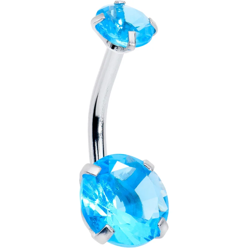 Beautiful Belly Rings for Every Occasion -Topaz Blue Gem December Birthstone Double Mount Belly Ring Beautiful Belly Rings for Every Occasion -Topaz Blue Gem December Birthstone Double Mount Belly Ring