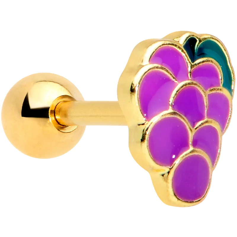 Women's Earrings – Elegant Designs for Every Personality--16 Gauge 1/4 Gold Tone Sweet Purple Grapes Cartilage Tragus Earring Women's Earrings – Elegant Designs for Every Personality--16 Gauge 1/4 Gold Tone Sweet Purple Grapes Cartilage Tragus Earring