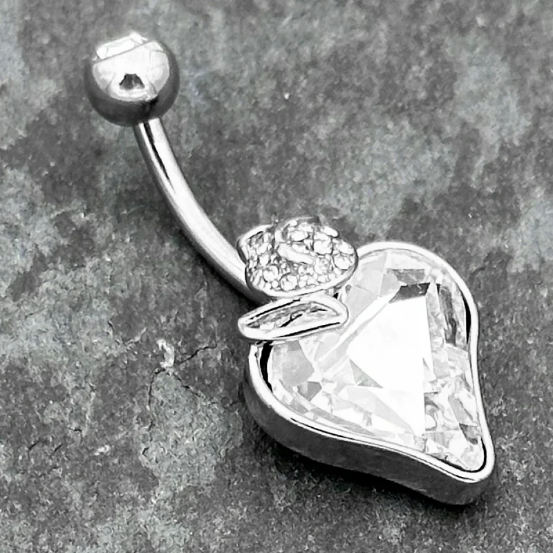 Stunning Belly Rings with Sparkling Stones -Clear Gem Strawberry Love Belly Ring