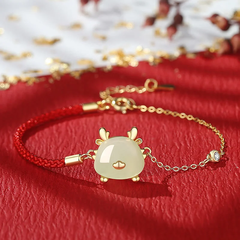 Women's Earrings – Elegant Designs for Every Personality--Buddha Stones 925 Sterling Silver Year of the Dragon Natural Hetian Jade Red Agate Cute Dragon Protection Success Bracelet Necklace Pendant Earrings