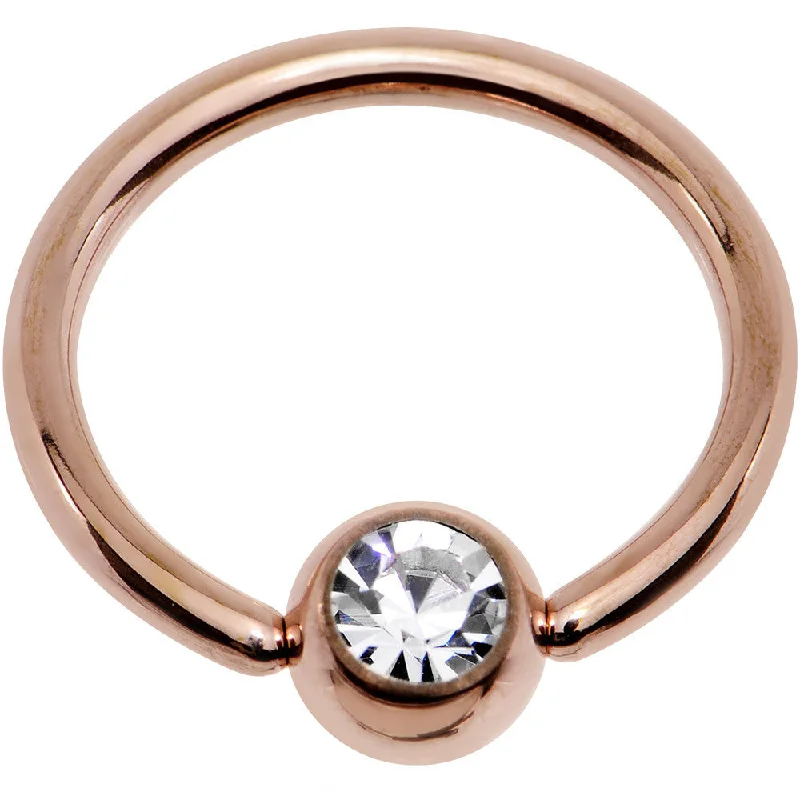 Stunning Lip Rings for Special Occasions14 Gauge 1/2 Clear Gem 5mm Ball Rose Gold IP Steel BCR Captive Ring Stunning Lip Rings for Special Occasions14 Gauge 1/2 Clear Gem 5mm Ball Rose Gold IP Steel BCR Captive Ring