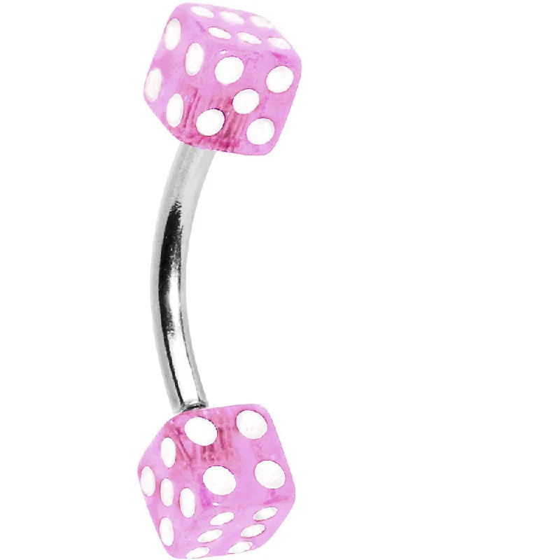Belly Rings for Fun Fashion Styles -Pink DICE Belly Ring