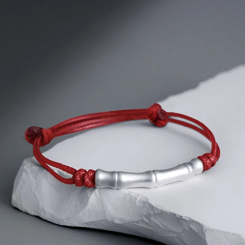 Men's Trendy Bracelets with Nature-inspired Charms-Buddha Stones 999 Sterling Silver Bone Pattern Luck Rope Braided Bracelet Men's Trendy Bracelets with Nature-inspired Charms-Buddha Stones 999 Sterling Silver Bone Pattern Luck Rope Braided Bracelet