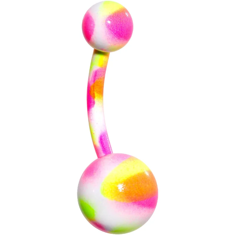 Stylish Belly Rings for Fashionable Look -Pink Yellow Cool Camouflage Belly Ring
