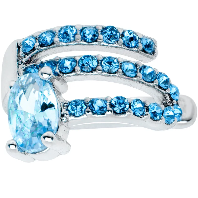 Women's Earrings – Elegant Designs for Every Personality--Blue Gem All Of The Bling None Of The Commitment Non Pierced Ear Cuff