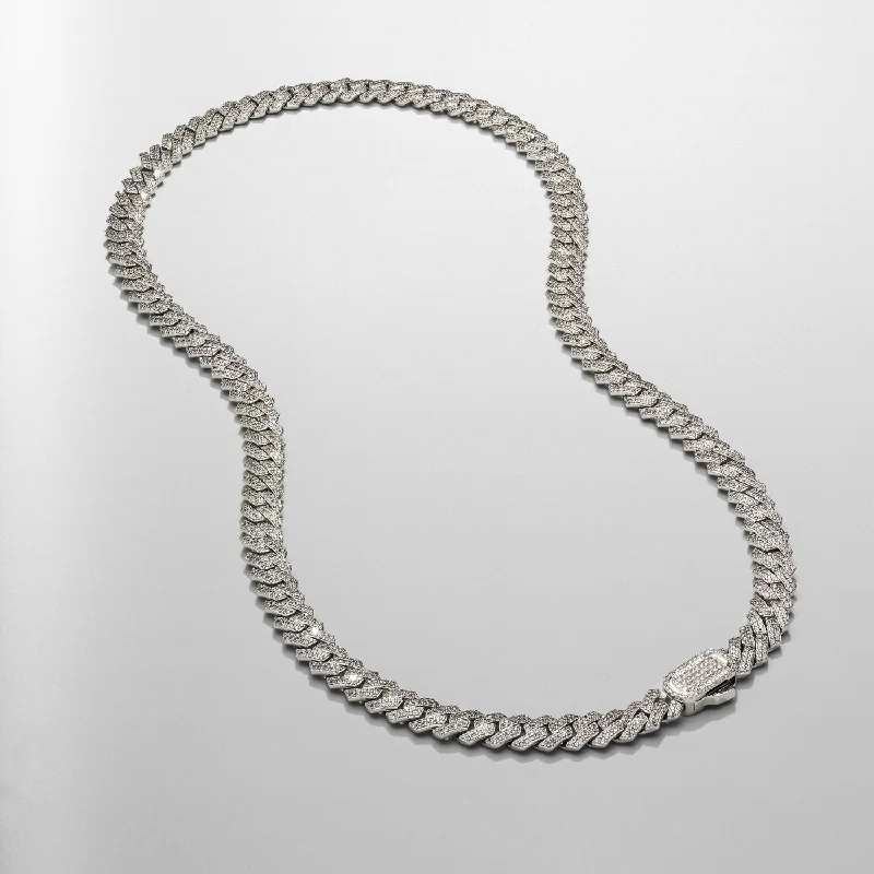 Exclusive Men's Necklaces & Pendants for the Modern Gentleman-Prong Link Iced Cuban (Silver) 8mm Exclusive Men's Necklaces & Pendants for the Modern Gentleman-Prong Link Iced Cuban (Silver) 8mm