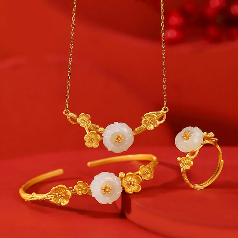 Shop Classic Women's Necklaces & Pendants with a Modern Twist-Buddha Stones 925 Sterling Silver Plated Gold Hetian Jade Plum Blossom Luck Necklace Pendant Bracelet Bangle Ring Shop Classic Women's Necklaces & Pendants with a Modern Twist-Buddha Stones 925 Sterling Silver Plated Gold Hetian Jade Plum Blossom Luck Necklace Pendant Bracelet Bangle Ring