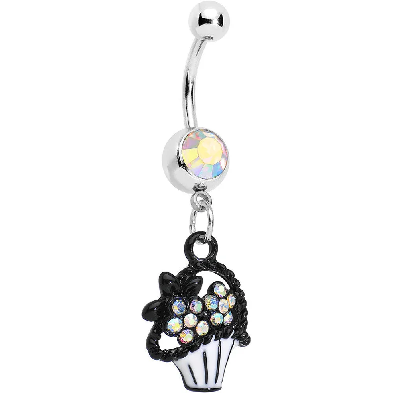Belly Rings for Trendy Women -Aurora Czech Stone Basket of Flowers Dangle Belly Ring Belly Rings for Trendy Women -Aurora Czech Stone Basket of Flowers Dangle Belly Ring