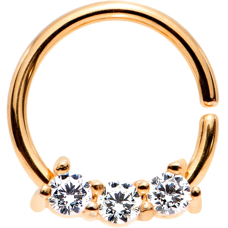 Women's Earrings – Elegant Designs for Every Personality--18 Gauge 5/16 Clear Cubic Zirconia Rose Gold IP Steel Circular Ring