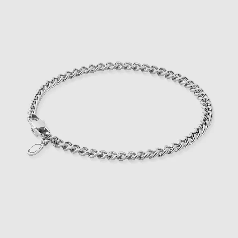 Minimalist Men's Bracelets-Cuban Bracelet (Silver) 4mm