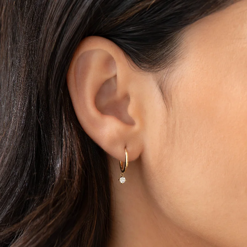 Women's Earrings – Elegant Designs for Every Personality--Diamond Drop Huggie Earrings 14k Gold - Joleen Women's Earrings – Elegant Designs for Every Personality--Diamond Drop Huggie Earrings 14k Gold - Joleen