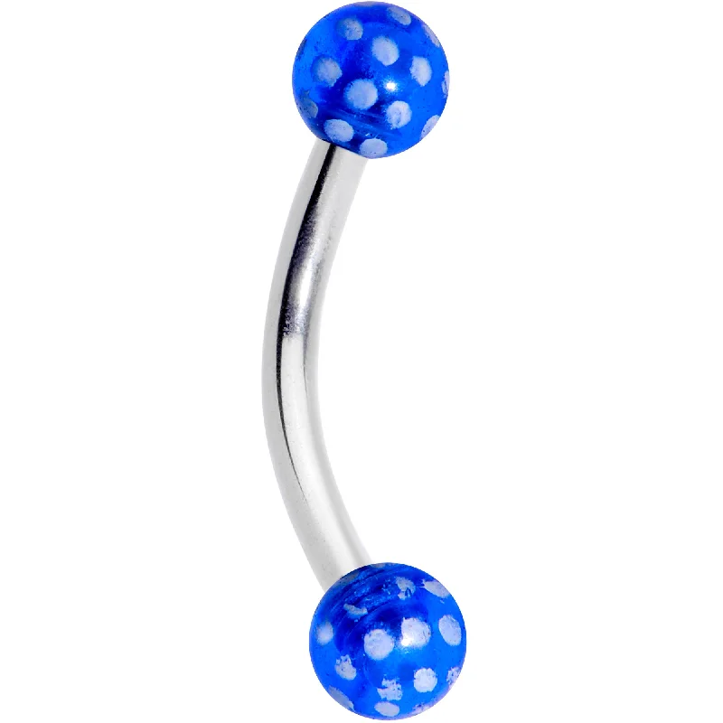 Bold Lip Rings for Dramatic Effect16 Gauge 5/16 Blue Polka Dot UV Reactive Acrylic Ball Curved Barbell Bold Lip Rings for Dramatic Effect16 Gauge 5/16 Blue Polka Dot UV Reactive Acrylic Ball Curved Barbell