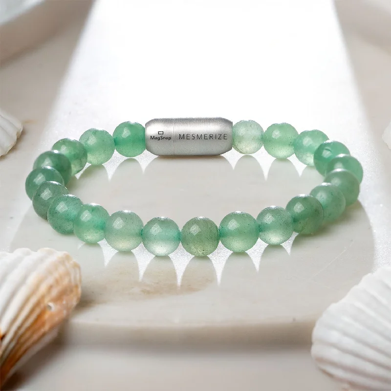 Durable Leather Cuff Bracelets for Men-Healing Touch Aventurine Natural Stone Bracelet with MagSnap 2 Durable Leather Cuff Bracelets for Men-Healing Touch Aventurine Natural Stone Bracelet with MagSnap 2