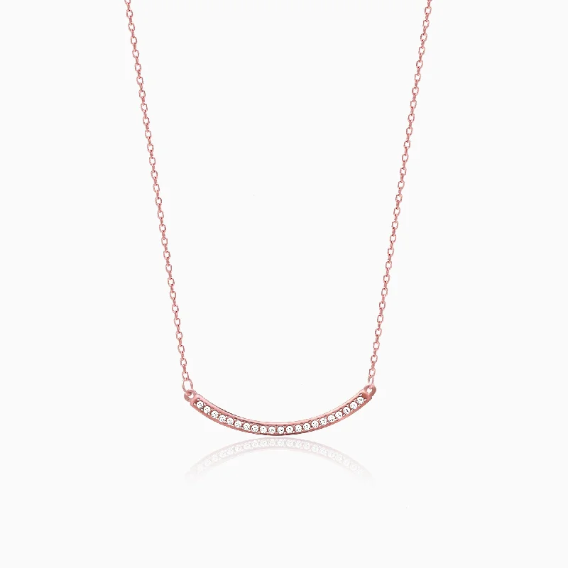 Shop Classic Women's  Necklaces & Pendants with a Modern Twist-Rose Gold Zircon Arc Necklace