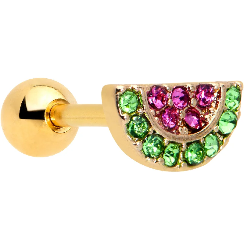 Women's Earrings – Elegant Designs for Every Personality--16 Gauge 1/4 Pink Gem Gold Hue Watermelon Yum Cartilage Tragus Earring Women's Earrings – Elegant Designs for Every Personality--16 Gauge 1/4 Pink Gem Gold Hue Watermelon Yum Cartilage Tragus Earring