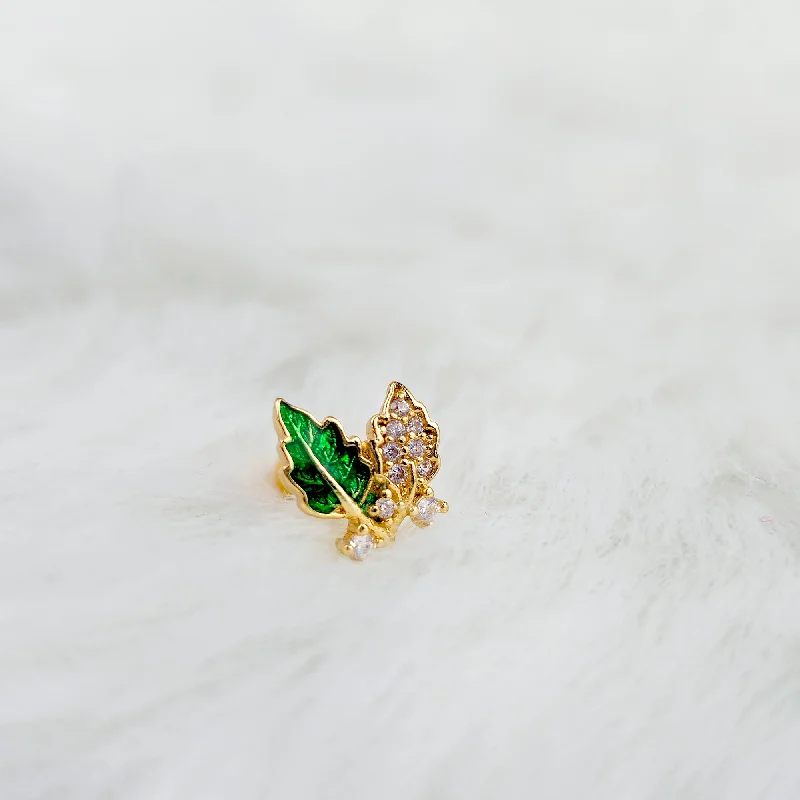 Unique Lip Rings for Stylish Piercings16 Gauge Natures Glamour Leaf Labret Monroe Tragus