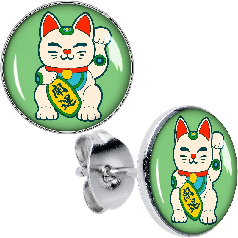 Women's Earrings – Elegant Designs for Every Personality--Waving Cat Stud Earrings